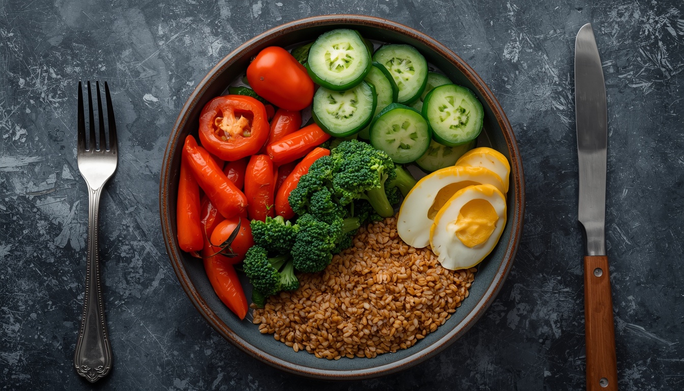 Balanced plate with vegetables and grains